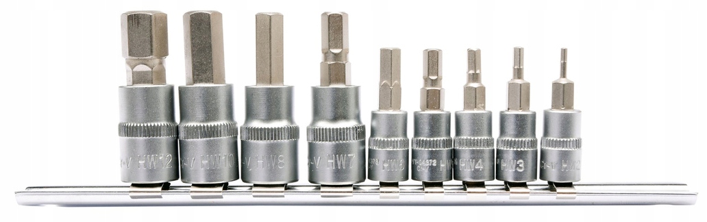 Yato 04401 Klucze Nasadowe Hex 2-12 MM 1/4'' 3/8'' Szyna 9 Szt.