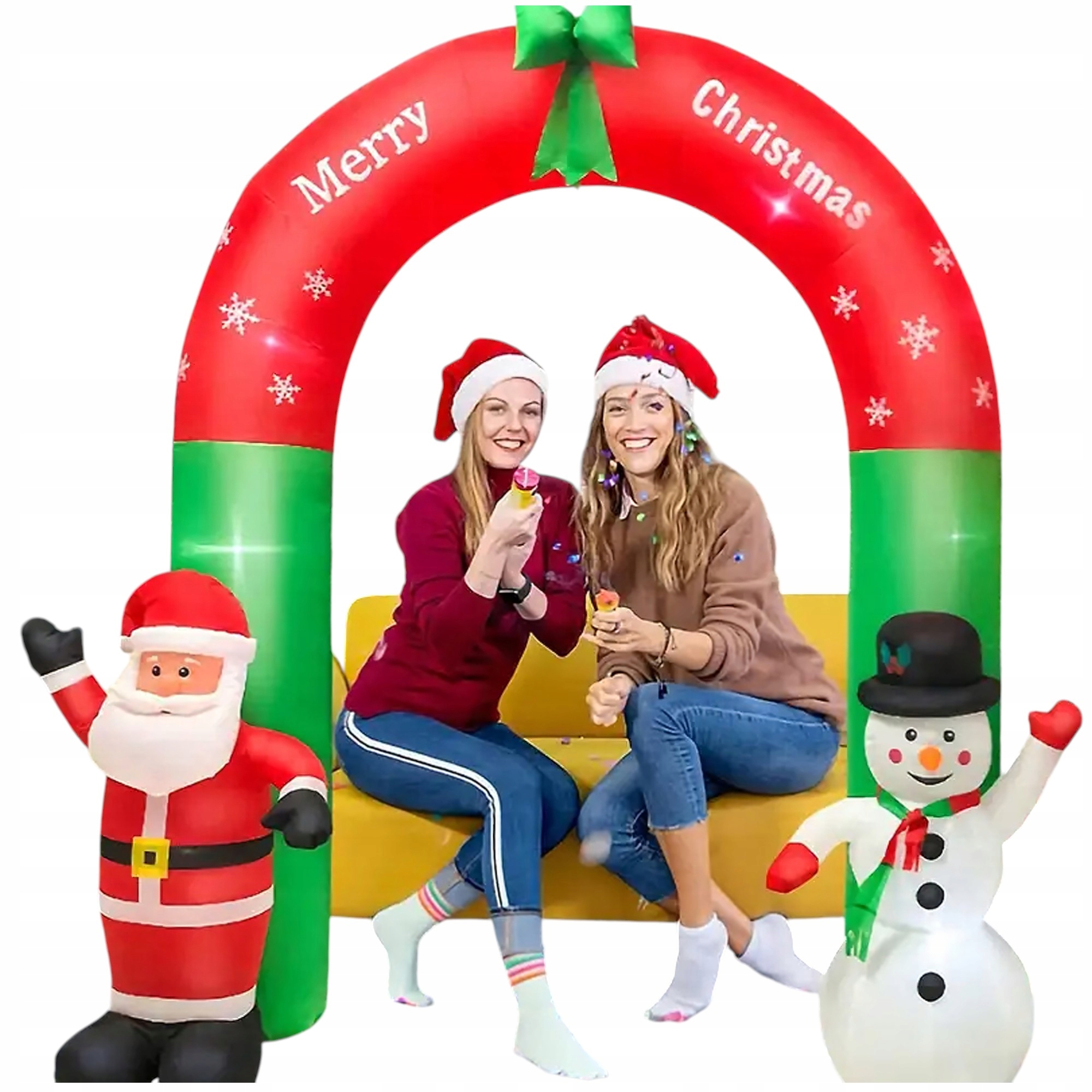 250x200cm SANTA CLAUS SNĚHULÁK NAFUKOVACÍ BRÁNA VÁNOČNÍ NAFUKOVACÍ LED