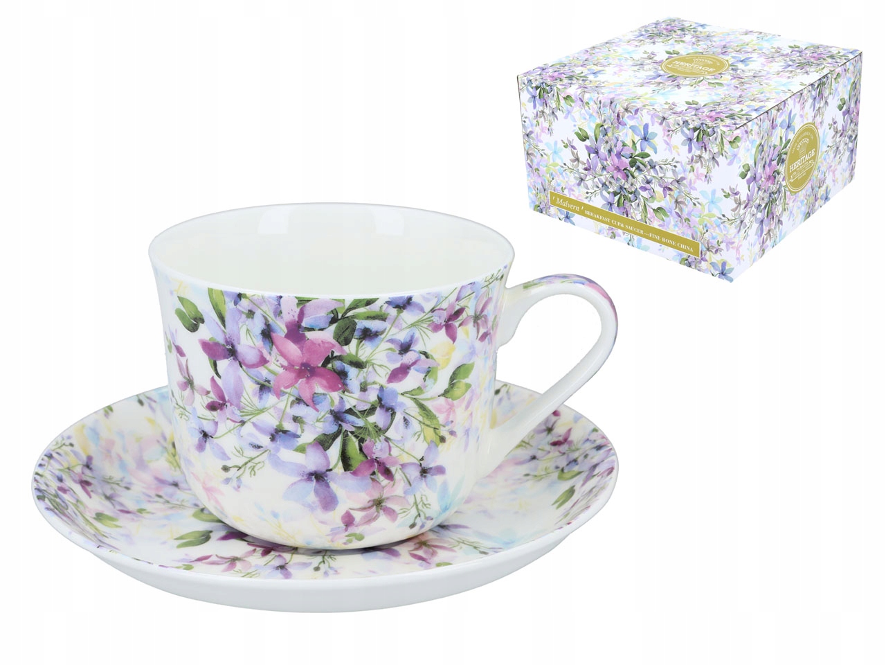 

Filiżanka śniadaniowa ze spodkiem Kwiatki 450ml