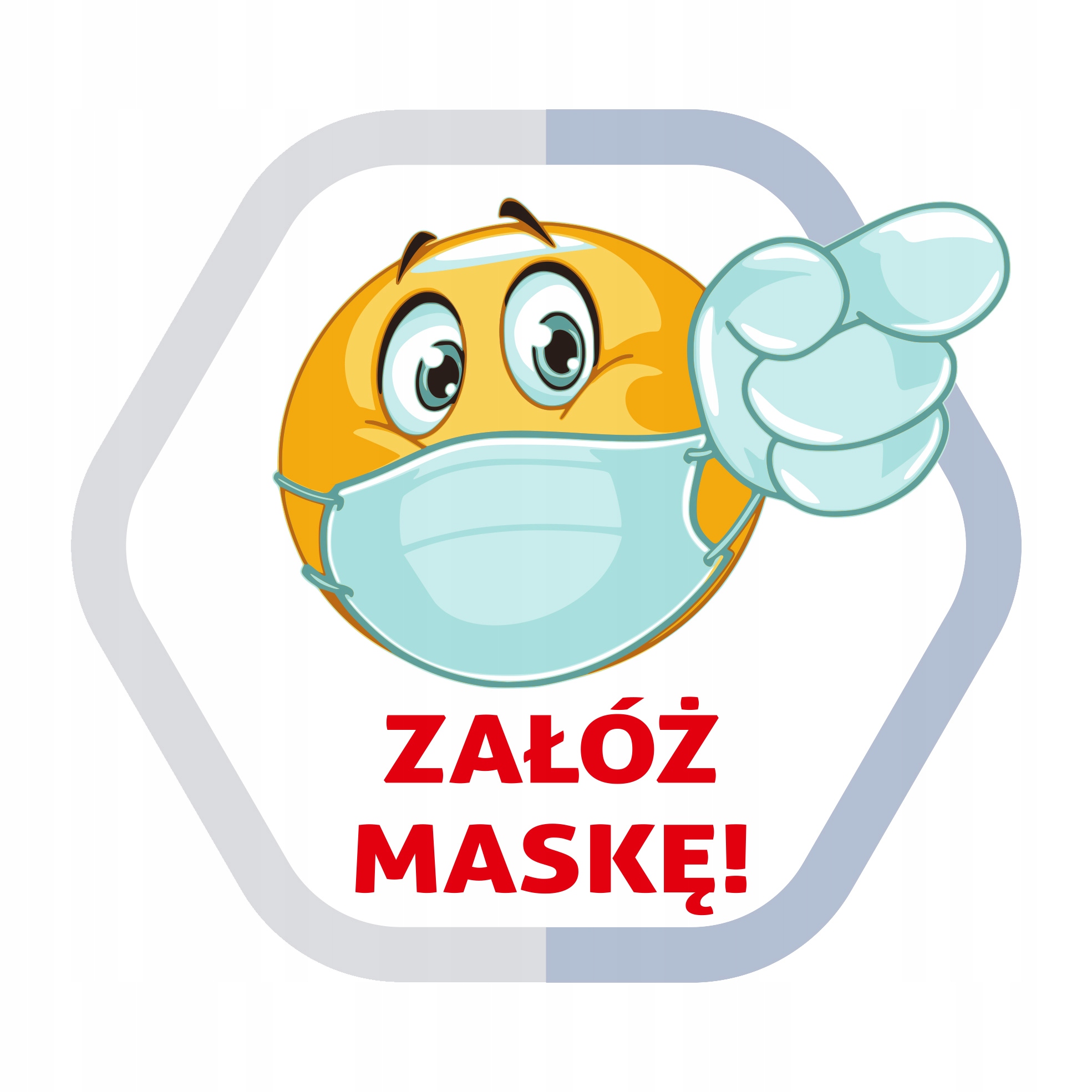 NAKLEJKA NA SZYBĘ 10 cm x 11 ZAŁÓŻ MASKĘ