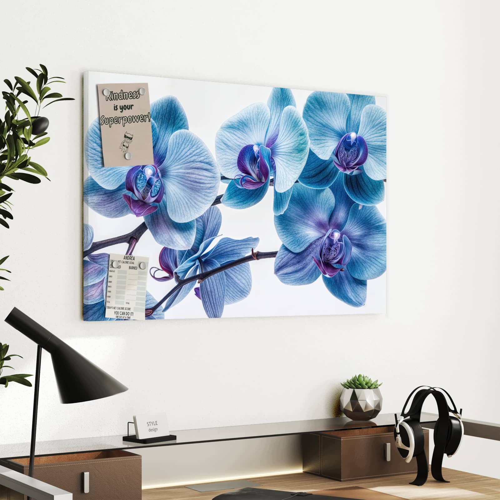 Magnetická tabule Niebieské Orchideje Květina 60 × 40 cm