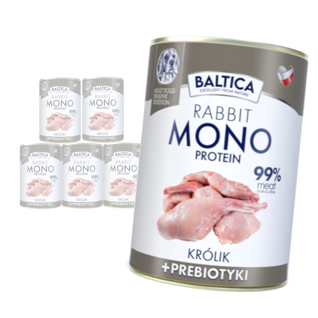 Levně Baltica Monoprotein s králíkem 6x400 g Hypoalergenní Vlhké Krmivo pro psy