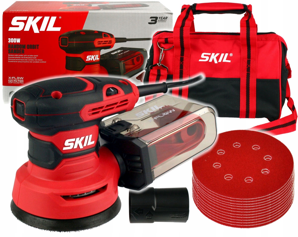 SZLIFIERKA MIMOŚRODOWA 125mm 300W 7471 SKIL + TORBA + 15 PAPIERÓW ŚCIERNYCH
