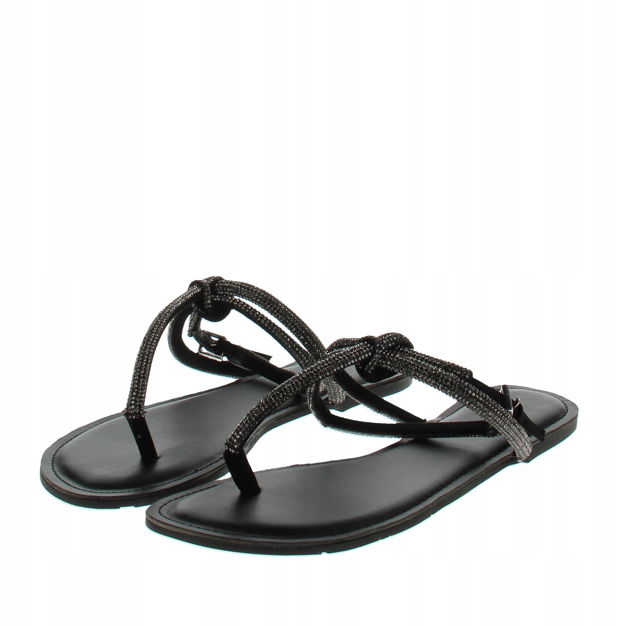 JUSTFAB SANDAŁY Z CYRKONIAMI CZARNE 37,5 3O3G2* T2A