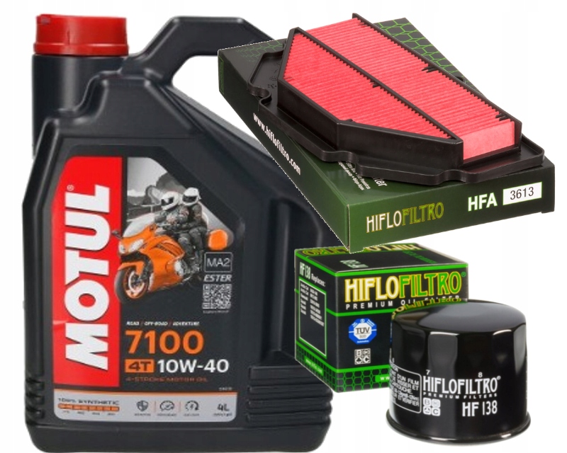 Zestaw Olej Motul 7100 10W40 4L Filtry Suzuki GSR600 06-10 GSR750 11-16