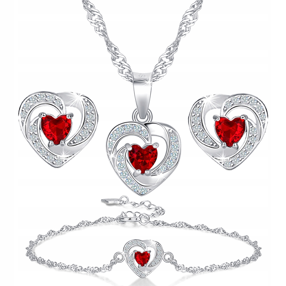 Sada stříbrných dámských šperků růže srdce sada šperků pro ženy