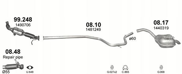 Tłumik końcowy Ford Mondeo MK4 +S-Max poj.1,8+2,0TDCI+zestaw Producent części Polmo