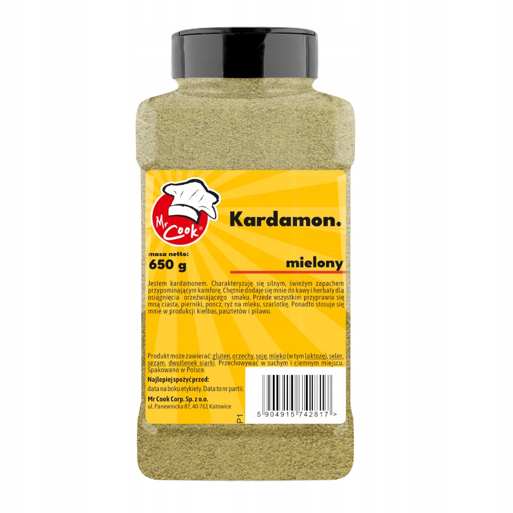 Kardamon mielony 650g w Słoiku z dozownikiem, Aromatyczny