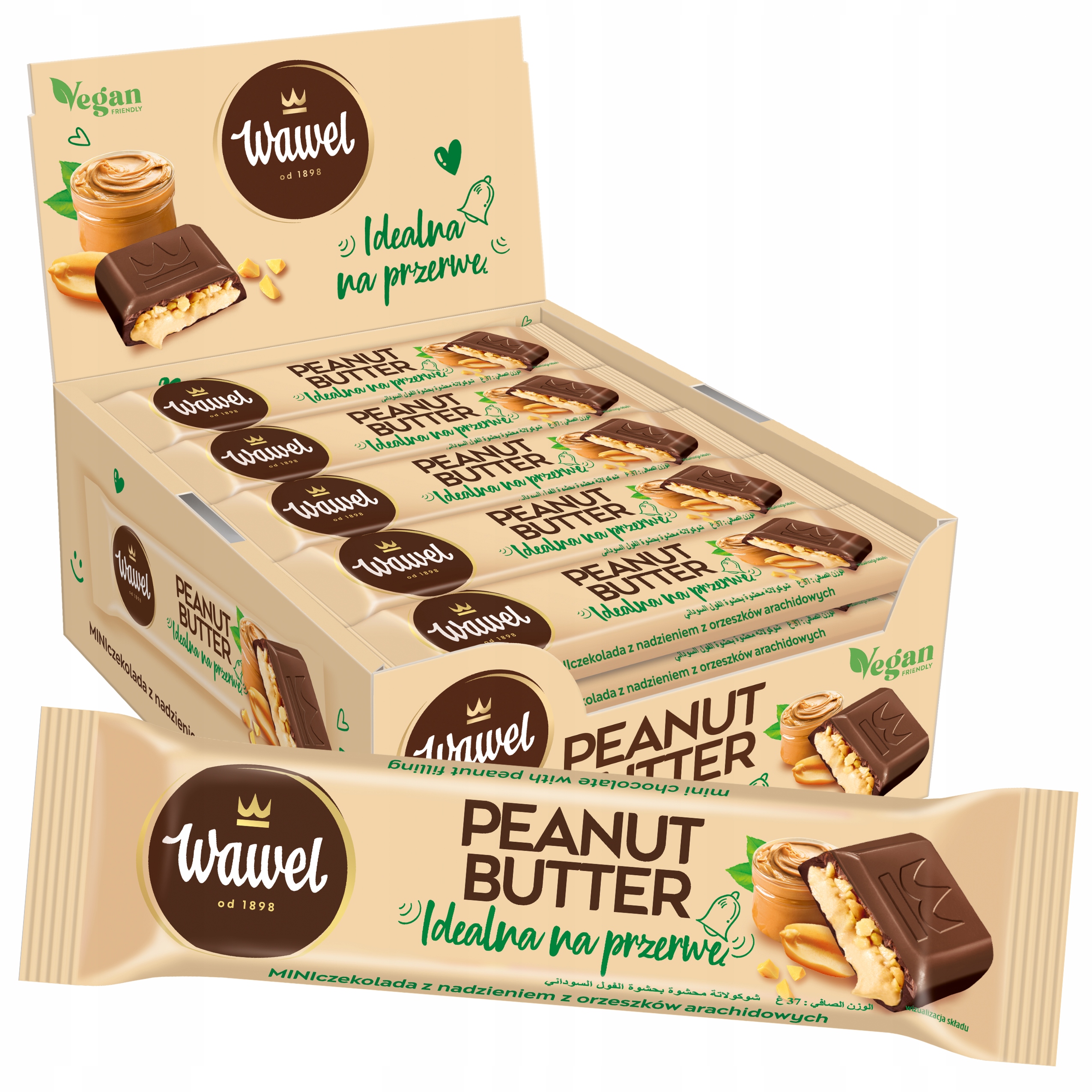 Baton Mini czekolada Peanut butter batonik orzechowy Wawel 37g 30 sztuk