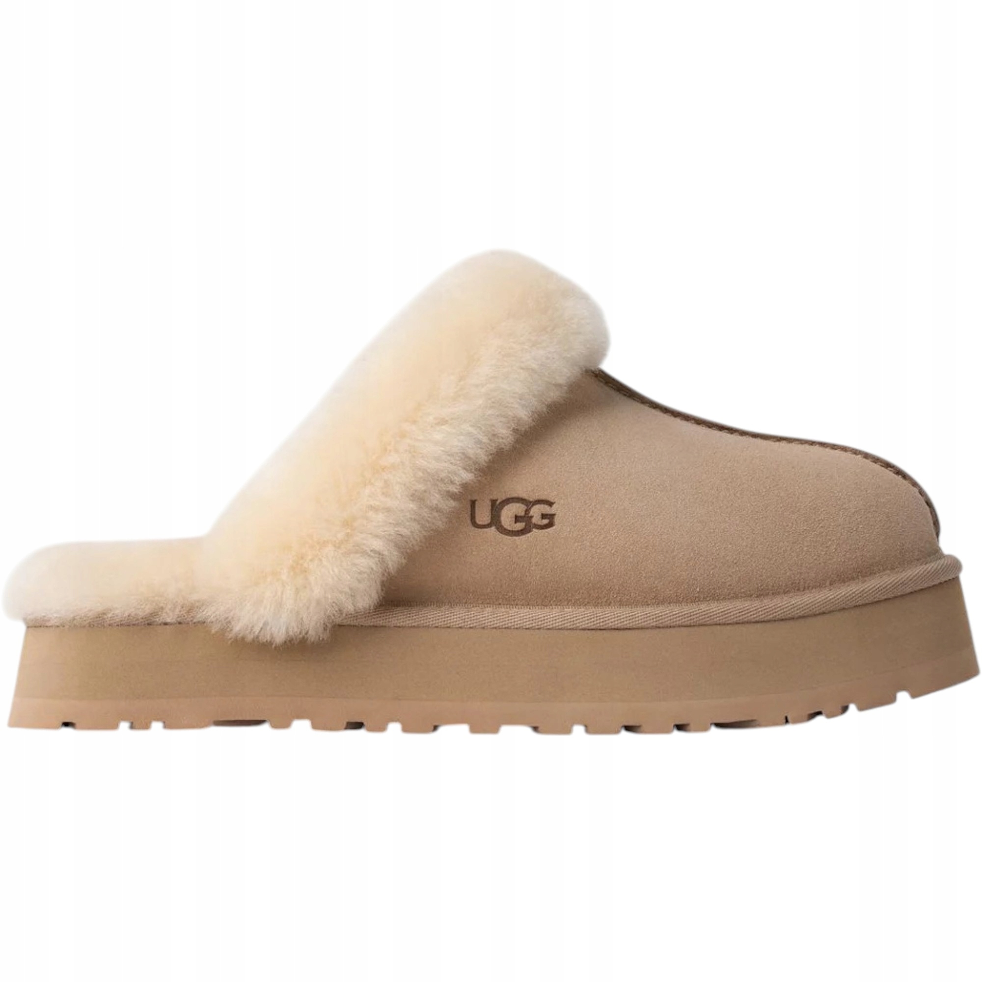 Dámské Pantofle Ugg Disquette 1122550-SAN, béžová semišová, vlněná, velikost 38