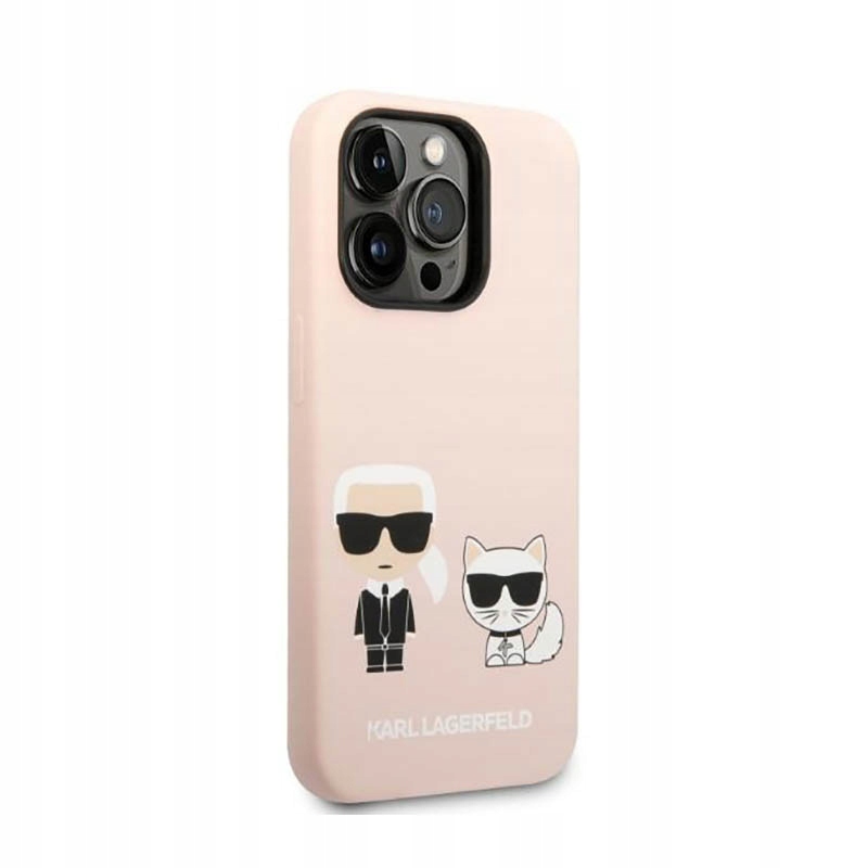 Karl Lagerfeld Liquid Silicone Karl Choupette Pouzdro pro iPhone 14 Pro, růžové