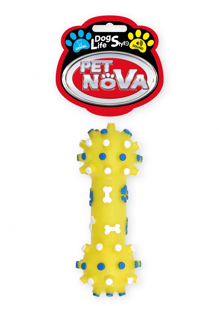 

Pet Nova hantel z wypustkami 12cm żółty