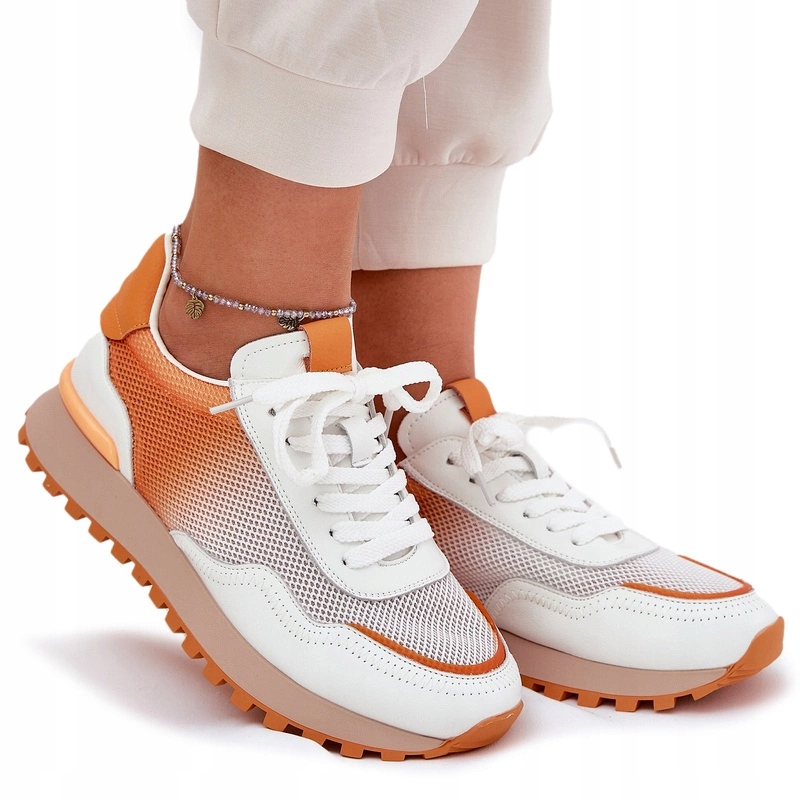 Sportovní Obuv Dámská Kožená Síťovina Vinceza 66775 Oranžová 38