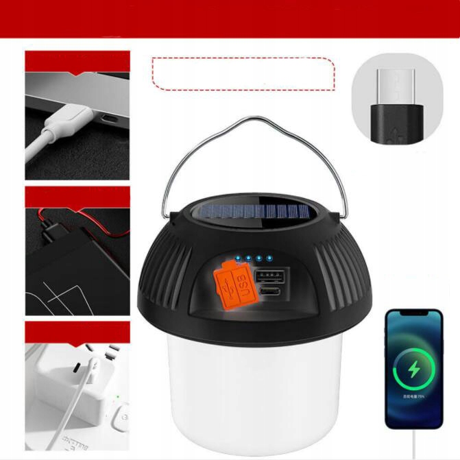 LAMPA ŚWIATŁA SOLARNA POWERBANK TURYSTYCZNA 3TRYBY EAN (GTIN) 191491326158