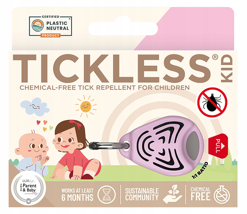 Tickless Kid Pink zařízení chrání před klíšťaty Bezpečné pro dítě