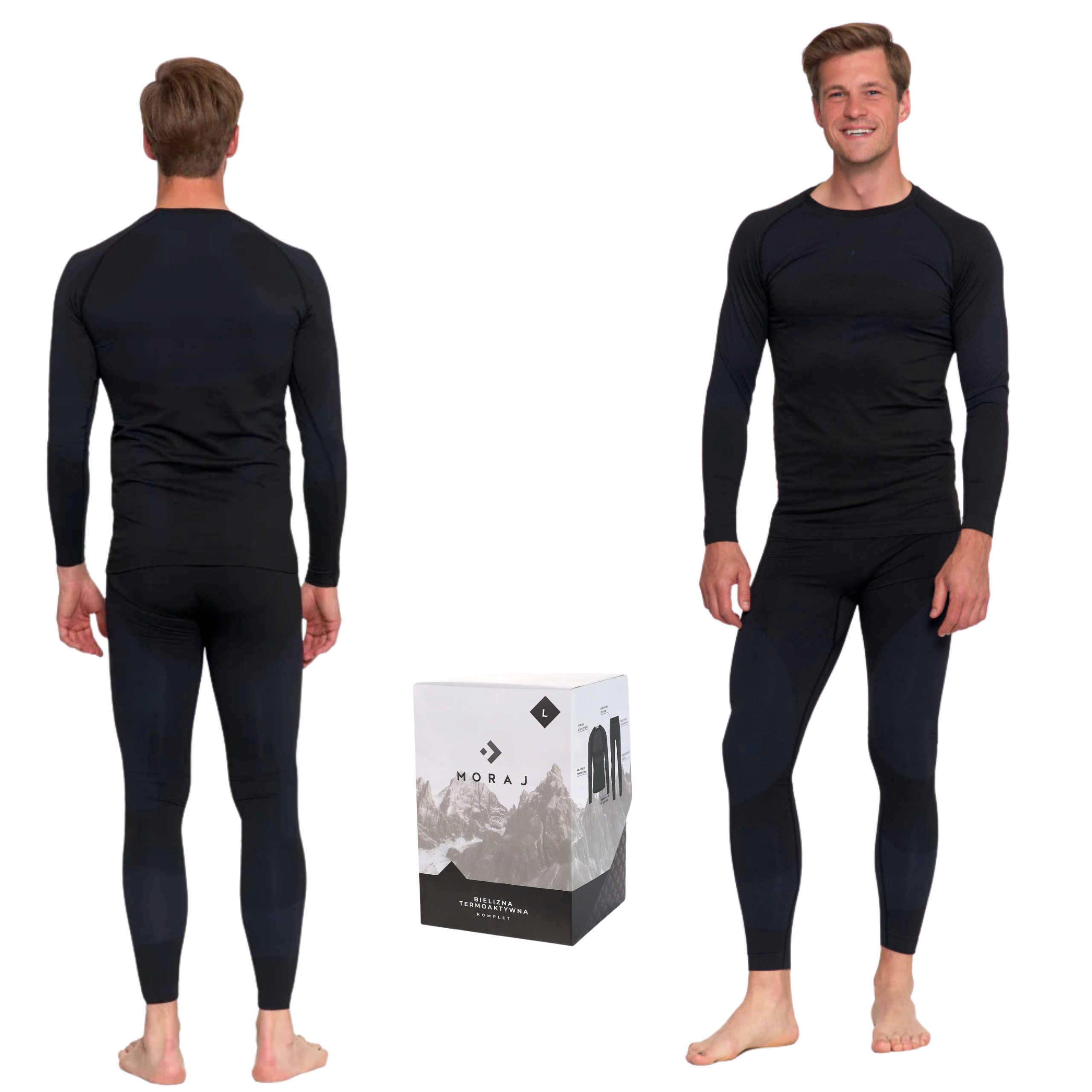 Bielizna Termoaktywna Męska Komplet Bluzka Spodnie Moraj Czarny 3XL