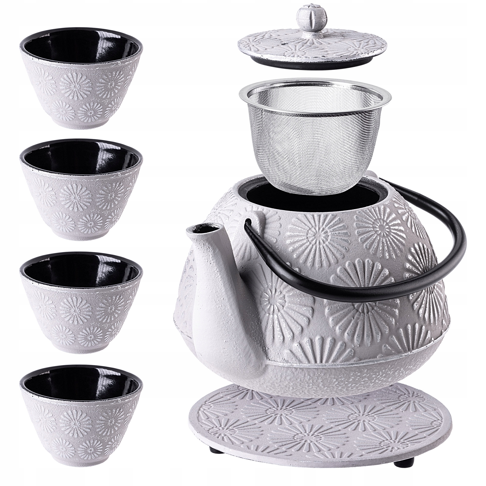 Litinová Konvice Na Vaření Čaje Konvička Zázvor 1L 1100ml Sítko 4 Šálky