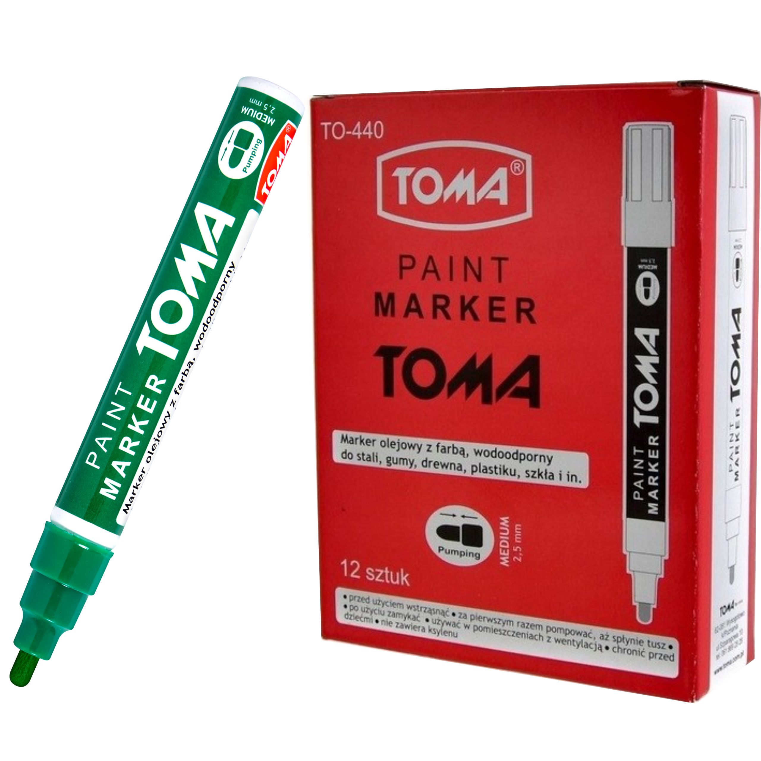 

Marker olejowy Toma TO-440 2,5mm zielony 12 sztuk