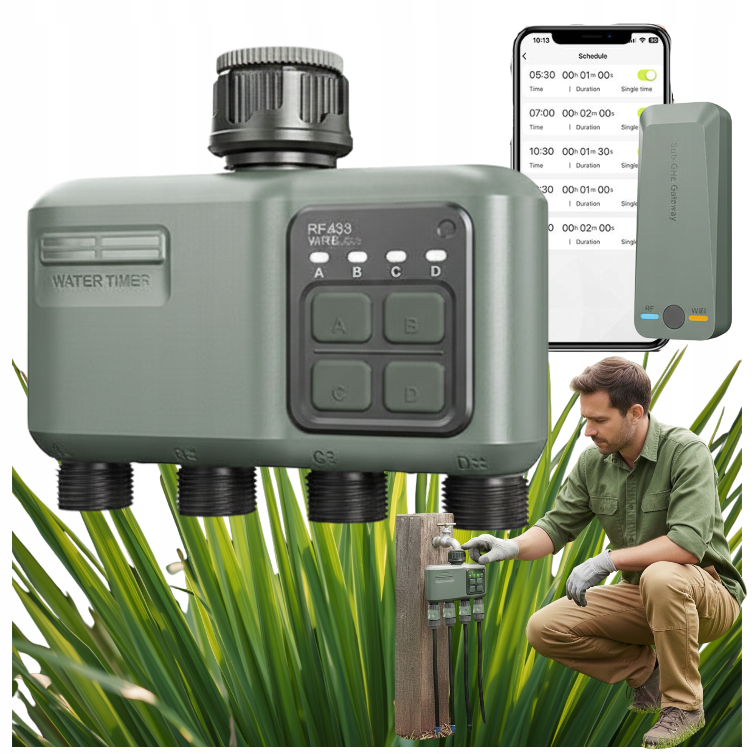 Systém pro zavlažování Elektronický Ovladač WiFi 4 výstupy aplikace