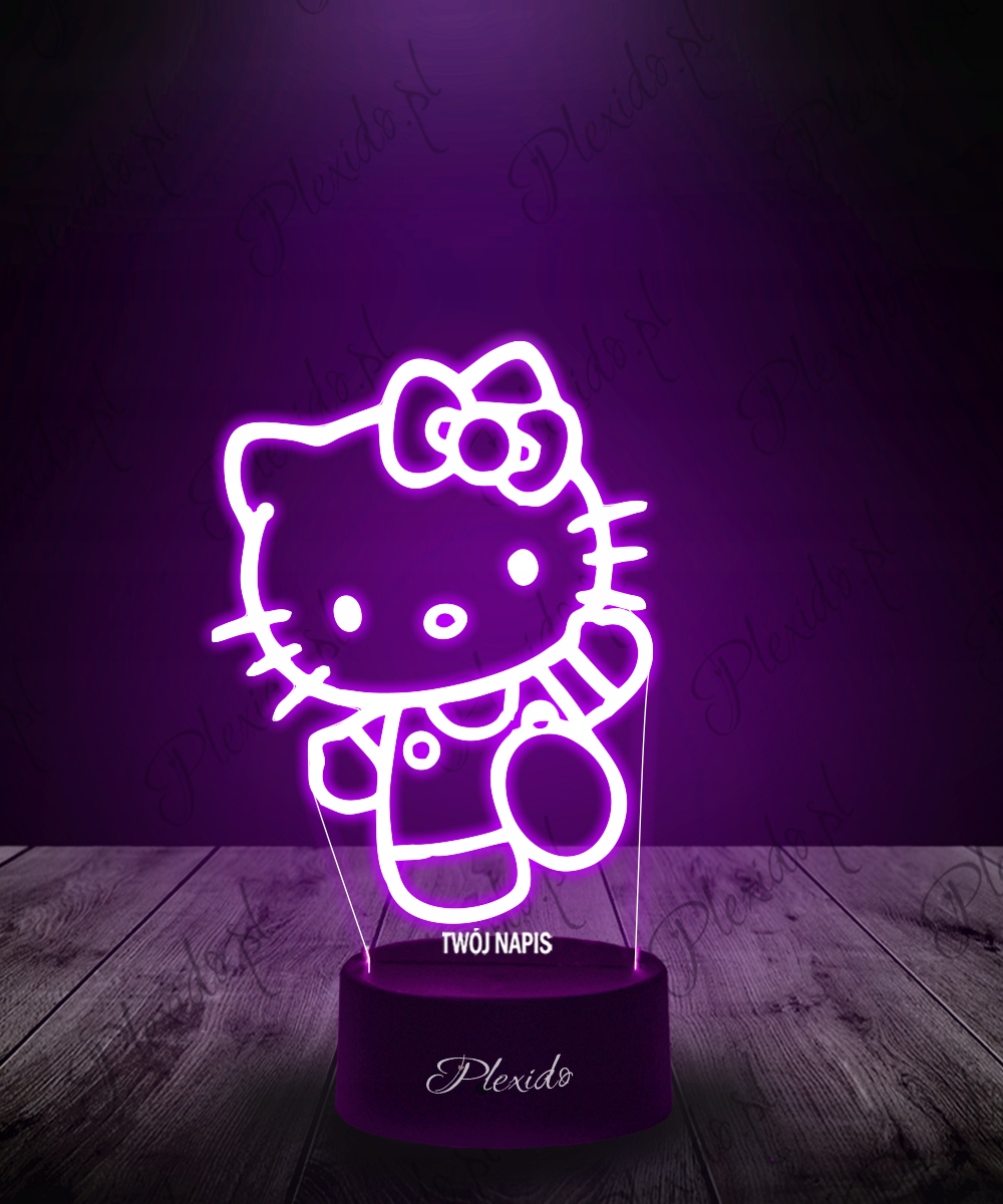 Lampka Nocna 3D LED Hello Kitty z Imieniem Prezent Marka Plexido