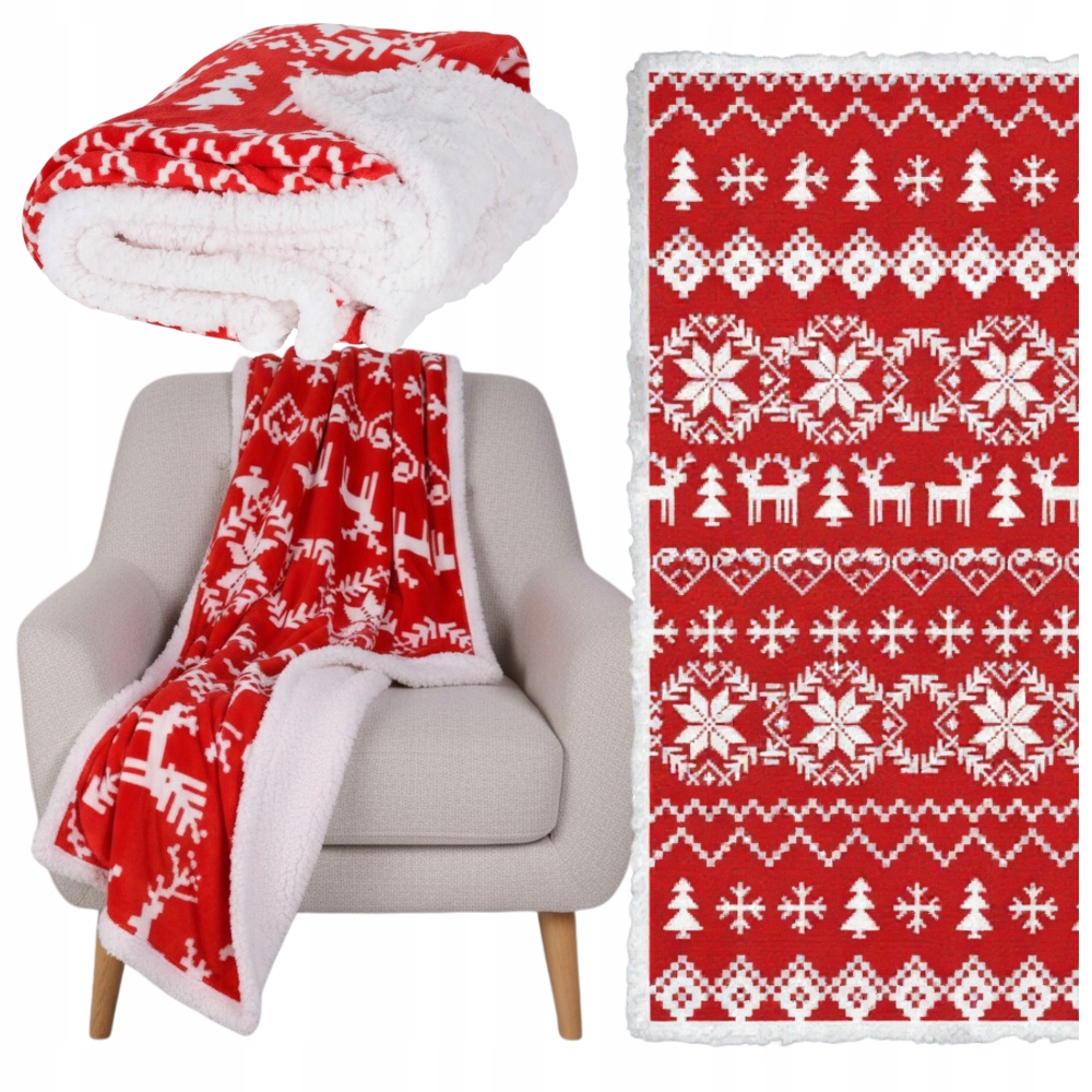Dekorativní deka na postel měkká, vánoční, oboustranná