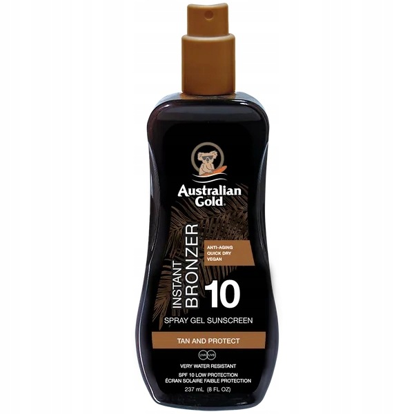 Australian Gold Instant Bronzer Spray Gel, gel ve spreji na opalování s bronzem