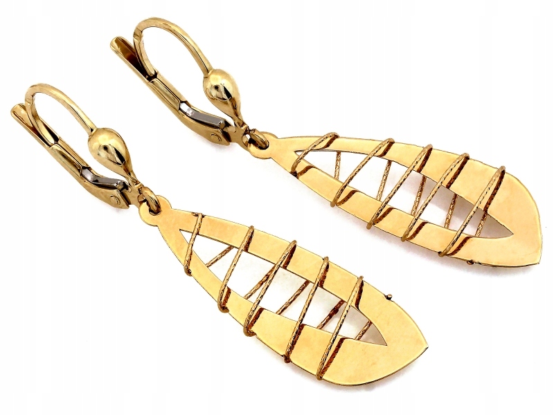 Moderní náušnice zlaté 585 14kt anglické zapínání 2.14g zajímavý vzor