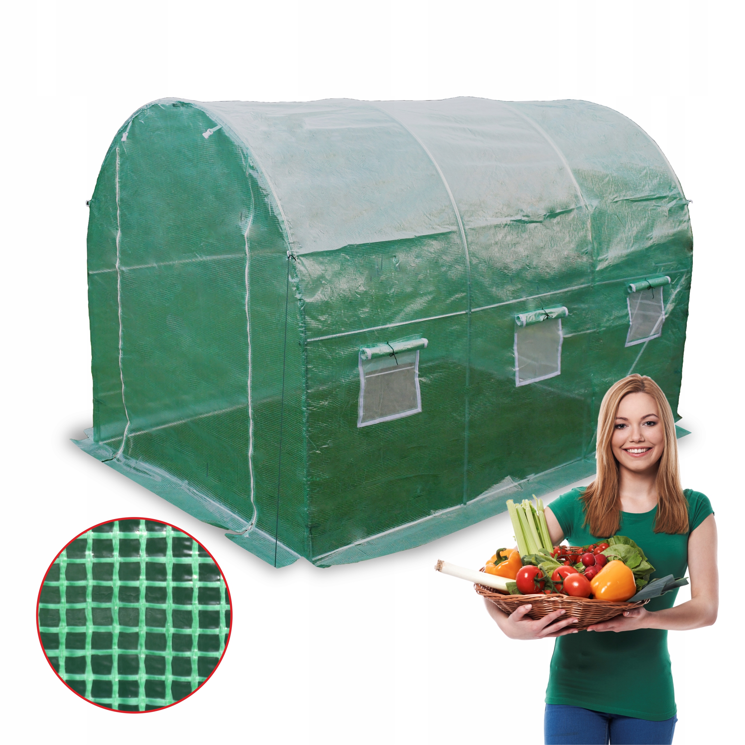 Fóliový tunel 6 m² 300 x 200 cm zelený Zahradní skleník UV-4 Foliak