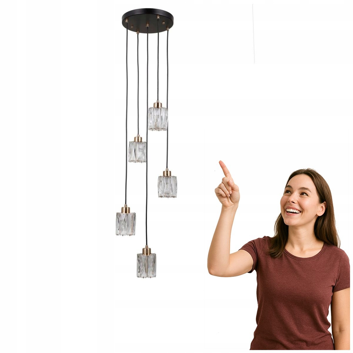 Závěsná lampa Torno PND-40813-5R-BK-HBR Italux