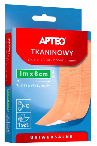 

Tkaninowy plaster z opatrunkiem Apteo 1m x 6 cm