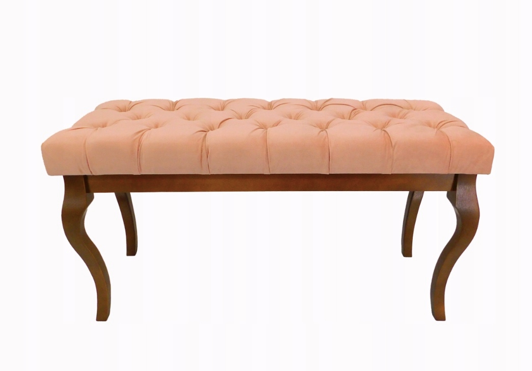 Čalúnená lavička ružový velúr drevo buk orech 105 x 40 cm H 55 cm