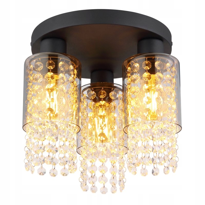 Trojitá dymová stropná lampa s kryštálikmi na kruhu Backey 15799-3D