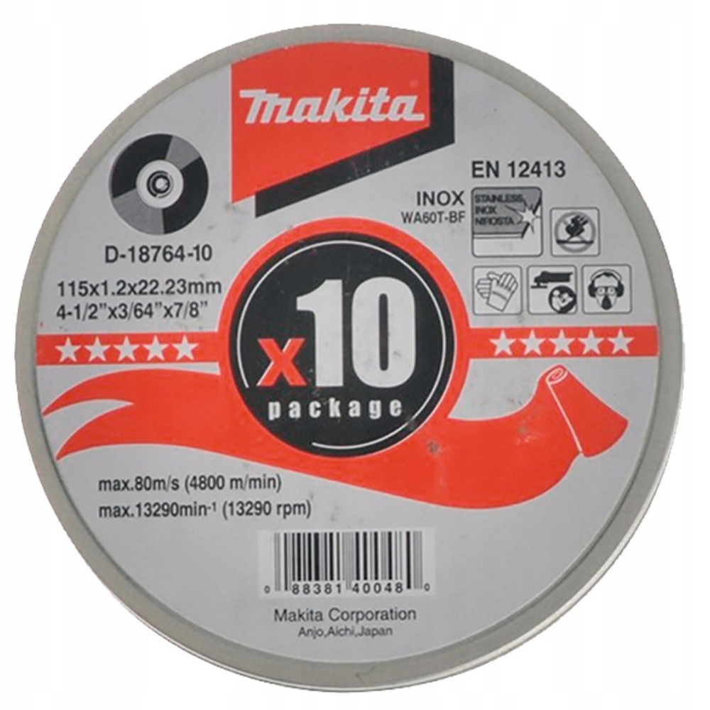

Tarcza do stali 115x1,2x22,23 Makita D-18764 10szt