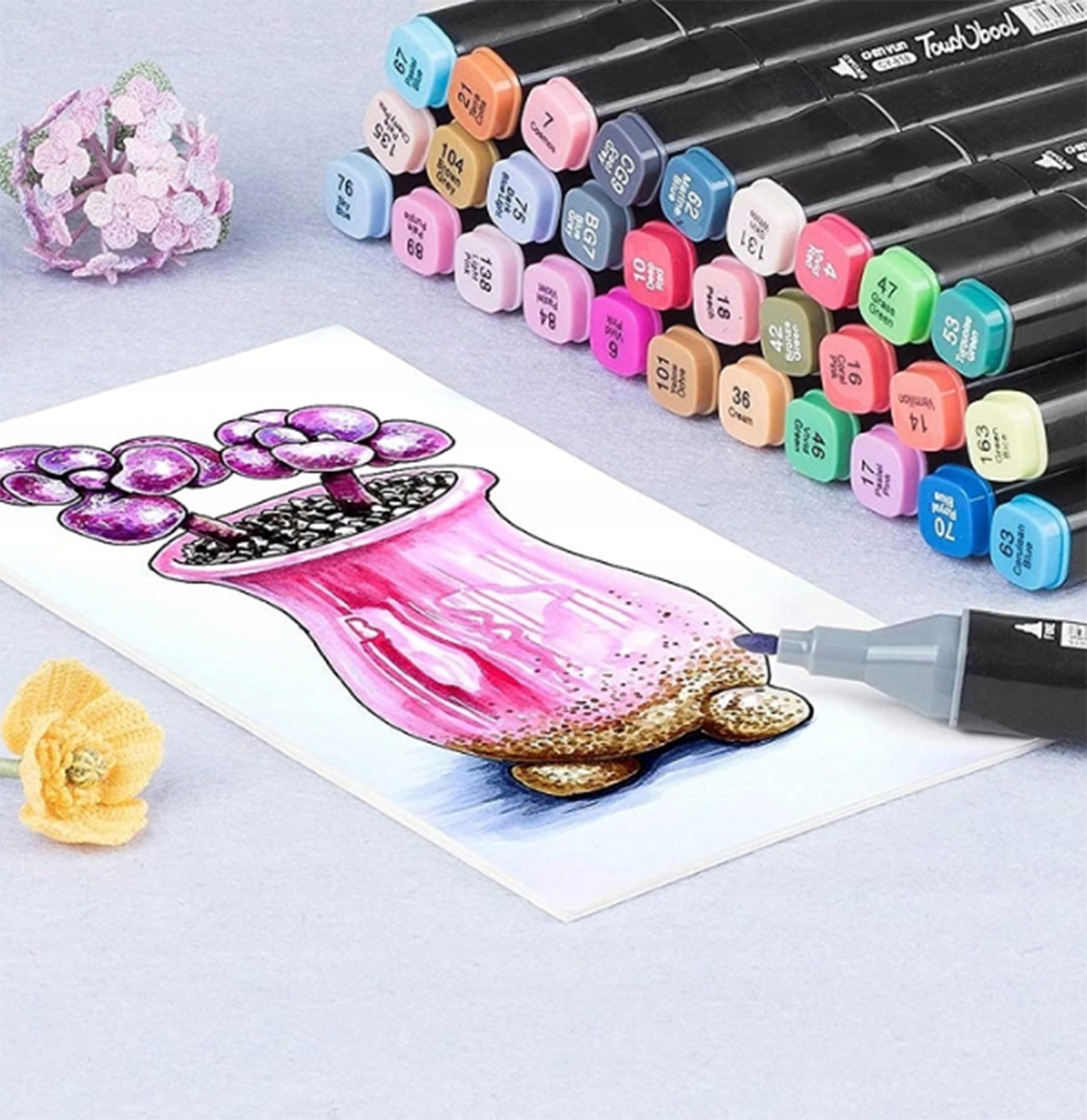 MARKERY ALKOHOLOWE DWUSTRONNE ZESTAW 60SZT + TORBA Płeć chłopcy dziewczynki