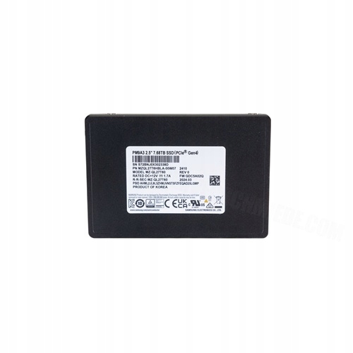 7,68TB Ssd U.2 2.5" NVMe PCIe 4.0, Samsung PM9A3 MZ-QL27T60, MZQL27T6, nový