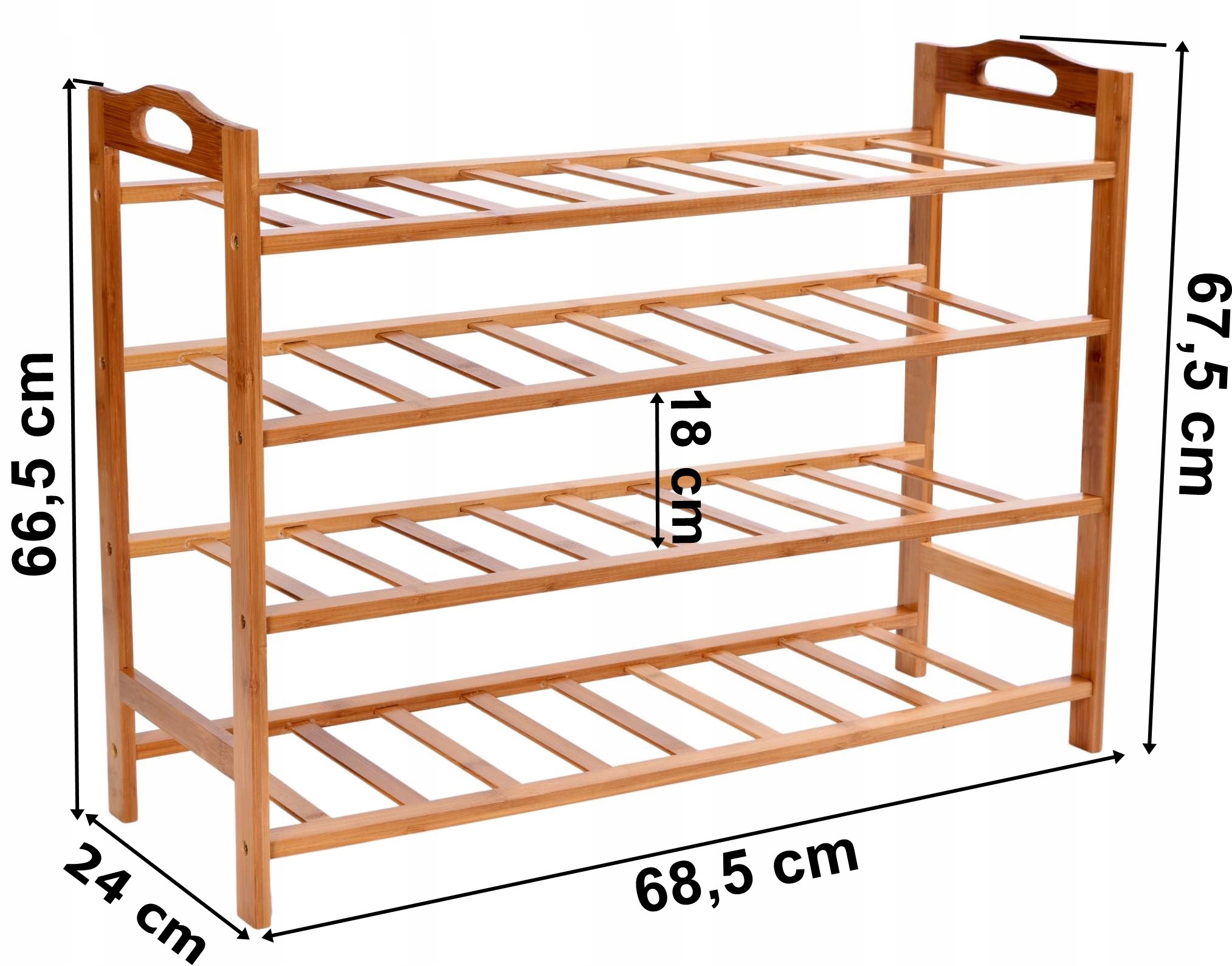 REGAŁ STOJAK PÓŁKA SZAFKA NA BUTY OBUWIE BAMBUS ORGANIZER DREWNIANY 4 PÓŁKI Liczba poziomów 4