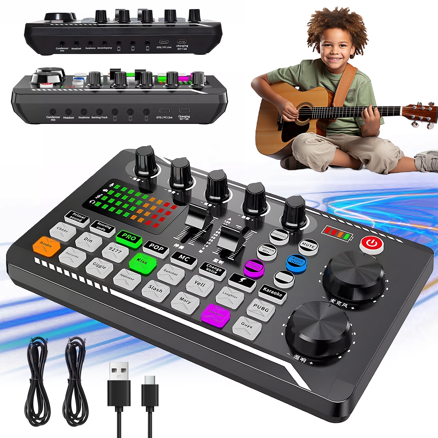 Profesjonalna Karta F988 Mikser Dj Audio Bluetooth Led Dsp Podwójny Chip