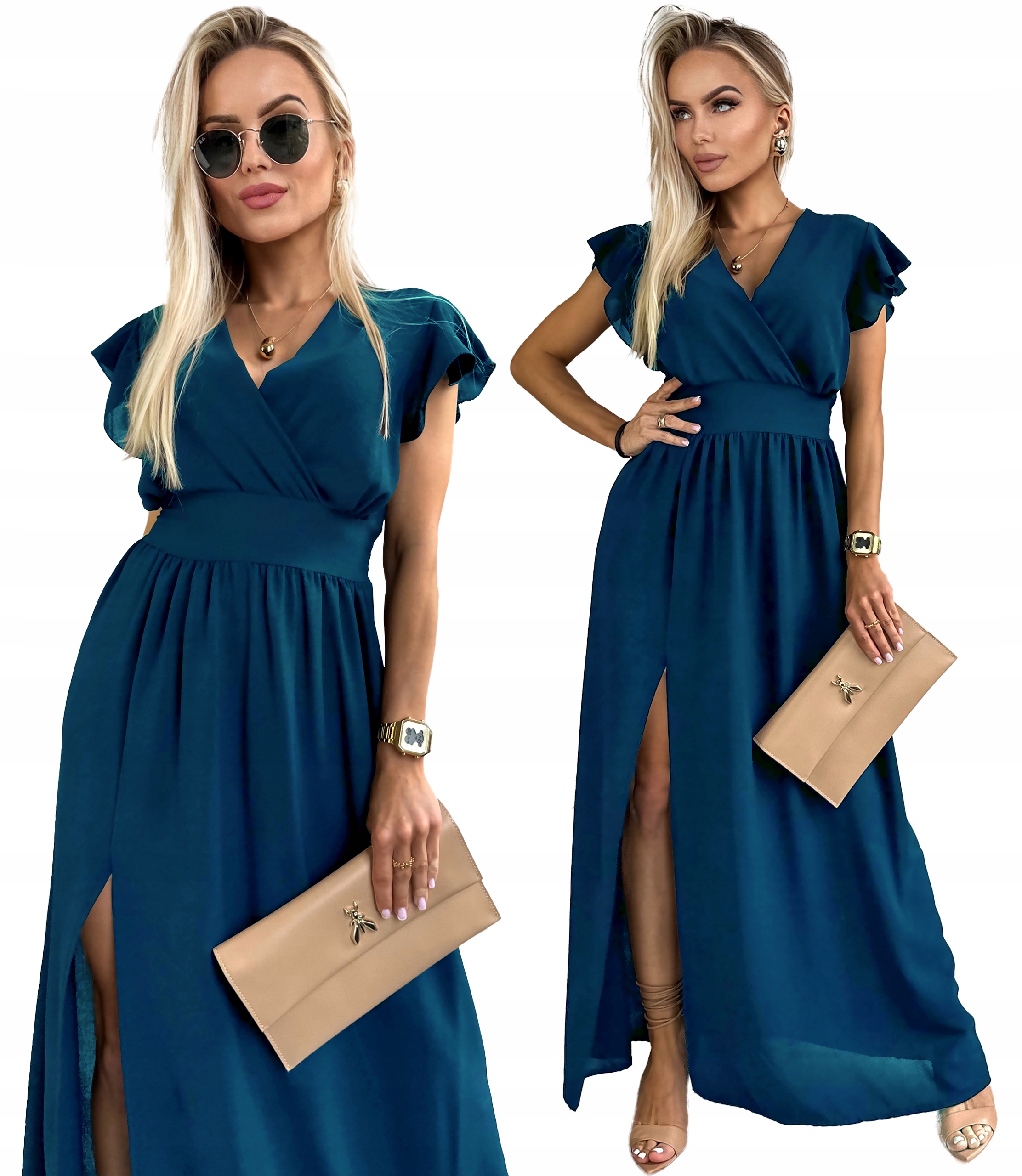 Elegantní Šaty s rozšířeným zavinovacím výstřihem svatební hostina Sofia