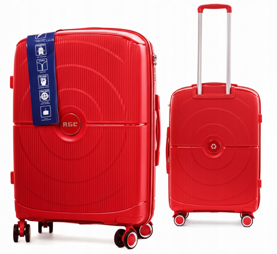 Walizka Średnia Mocna Podróżna Rgl Bagaż Polipropylen Exclusive Czerwony