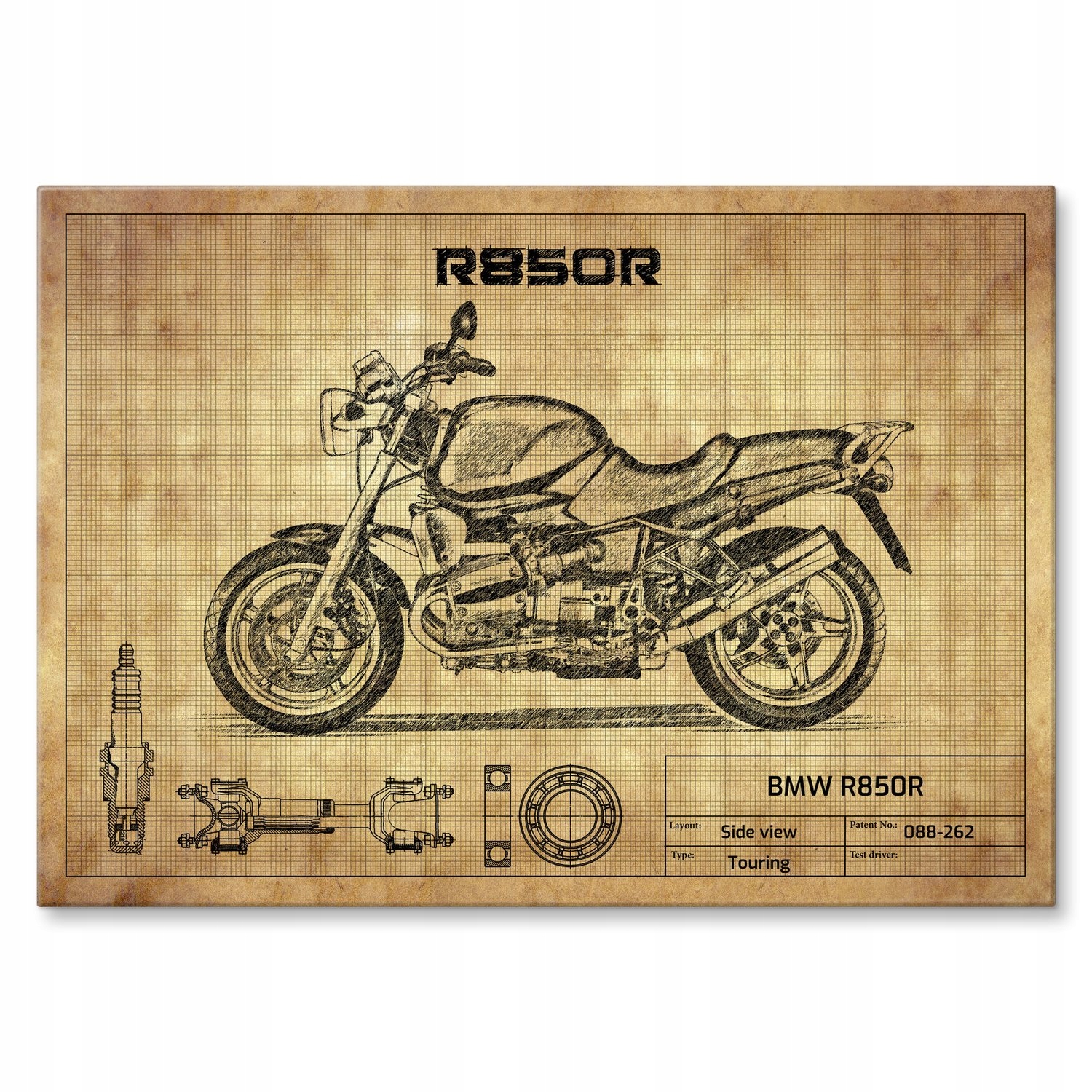 Kovový plakát Bmw R850R Šidítko Plech 42 x 59,4 cm Dárek