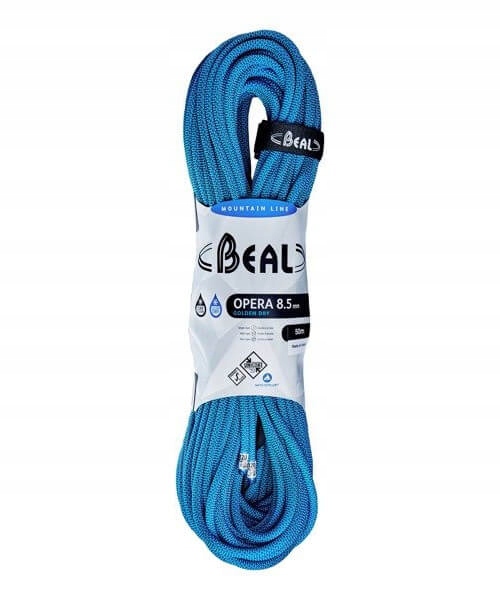 Dynamické lano Opera Unicore 8,5 mm x 50 m Golden Dry Blue Beal