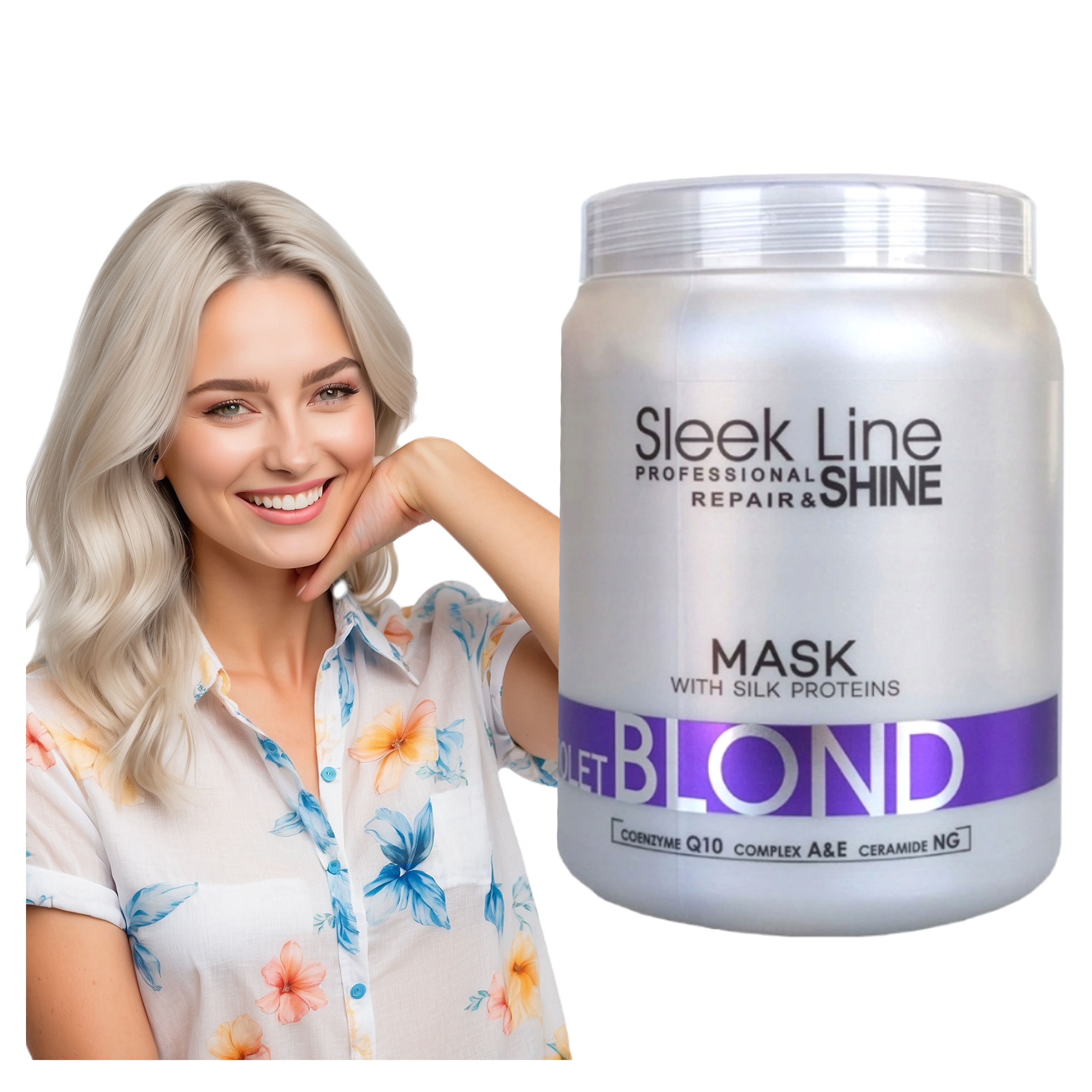 Stapiz Fialová maska pro ochlazení blond vlasů Sleek Line Violet Mask 1000