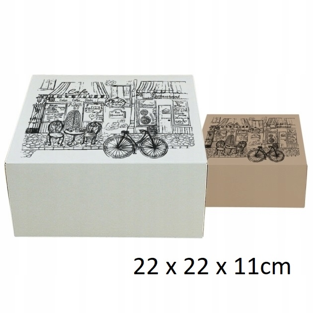 

Pudełko na tort, ciasto, bezy 22x22x11cm, 10 sztuk
