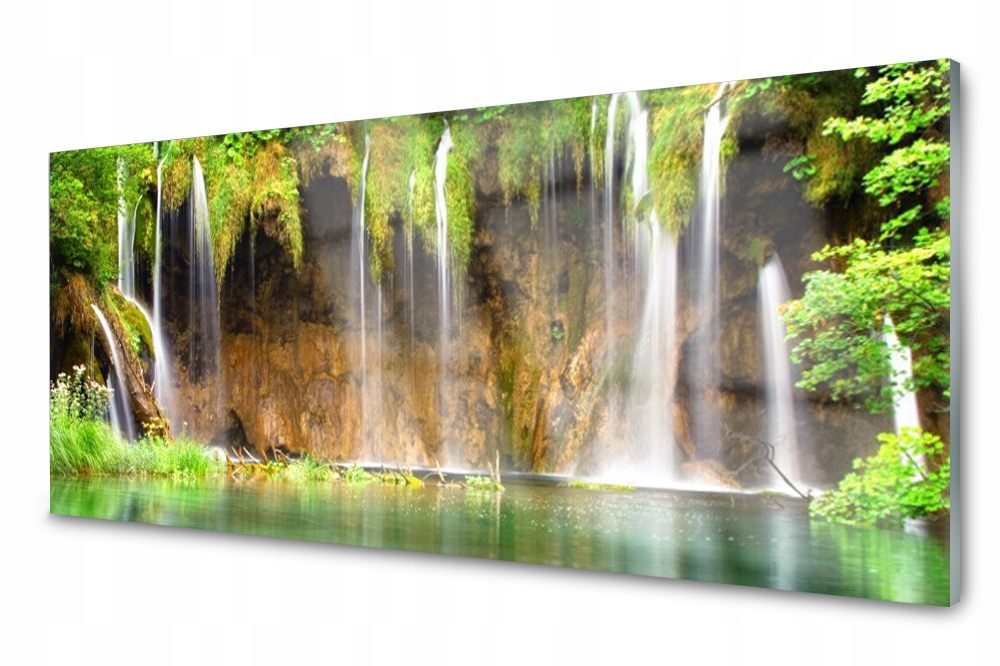 Sklenený panel do kuchyne Vodopád Jazero 125x50