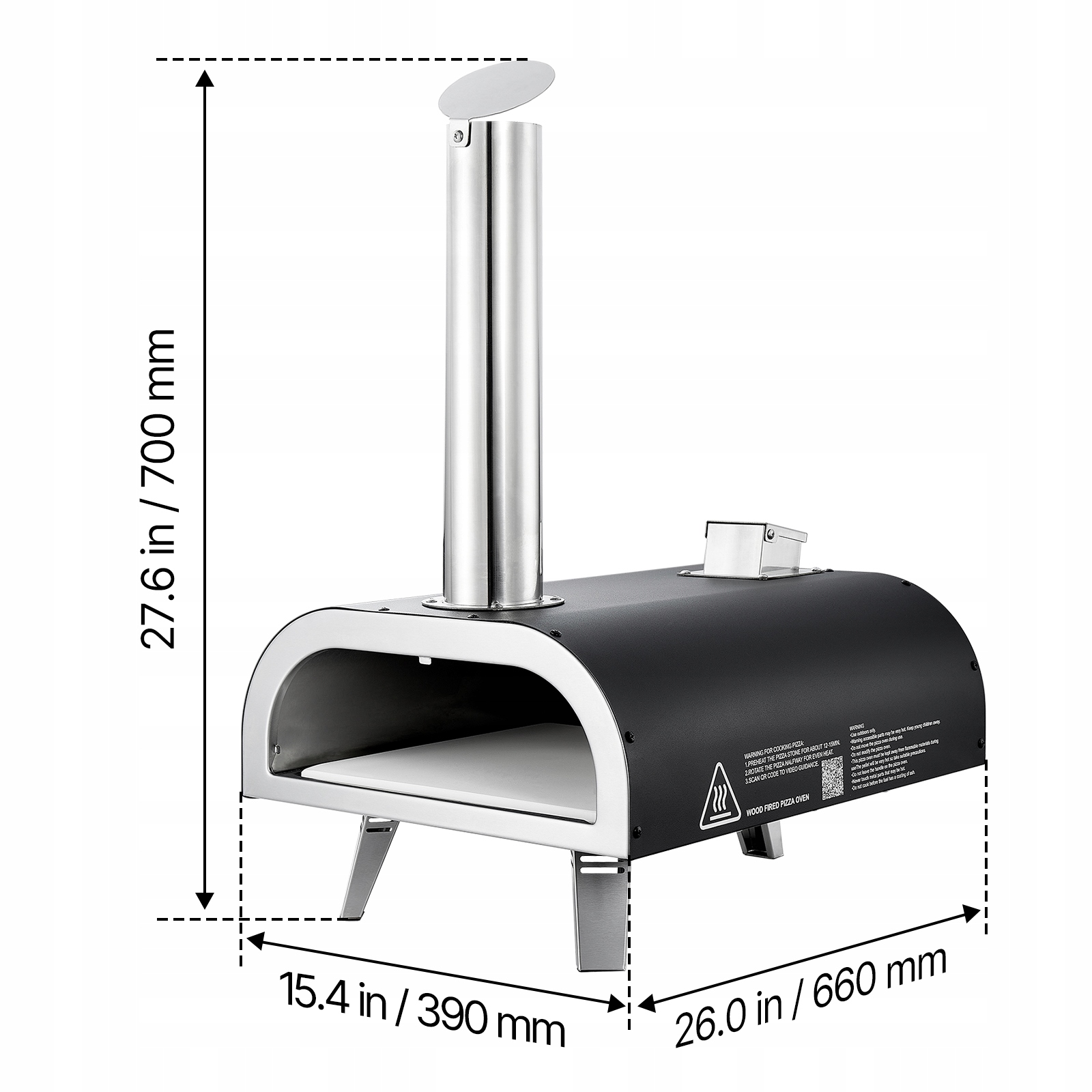 VEVOR Zewnętrzny Piec Pizzy 12" Przenośny Piec Do Pizzy Opalany Drewnem Marka Vevor