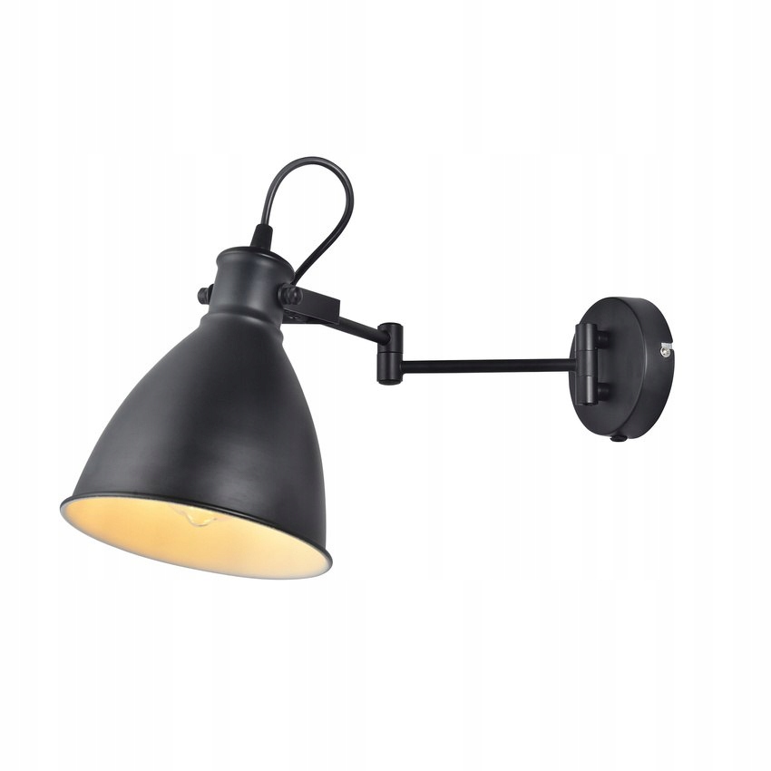 Espera lampa kinkiet 1x40w e27 czarny z przewodem przył. z wtyczką i włączn
