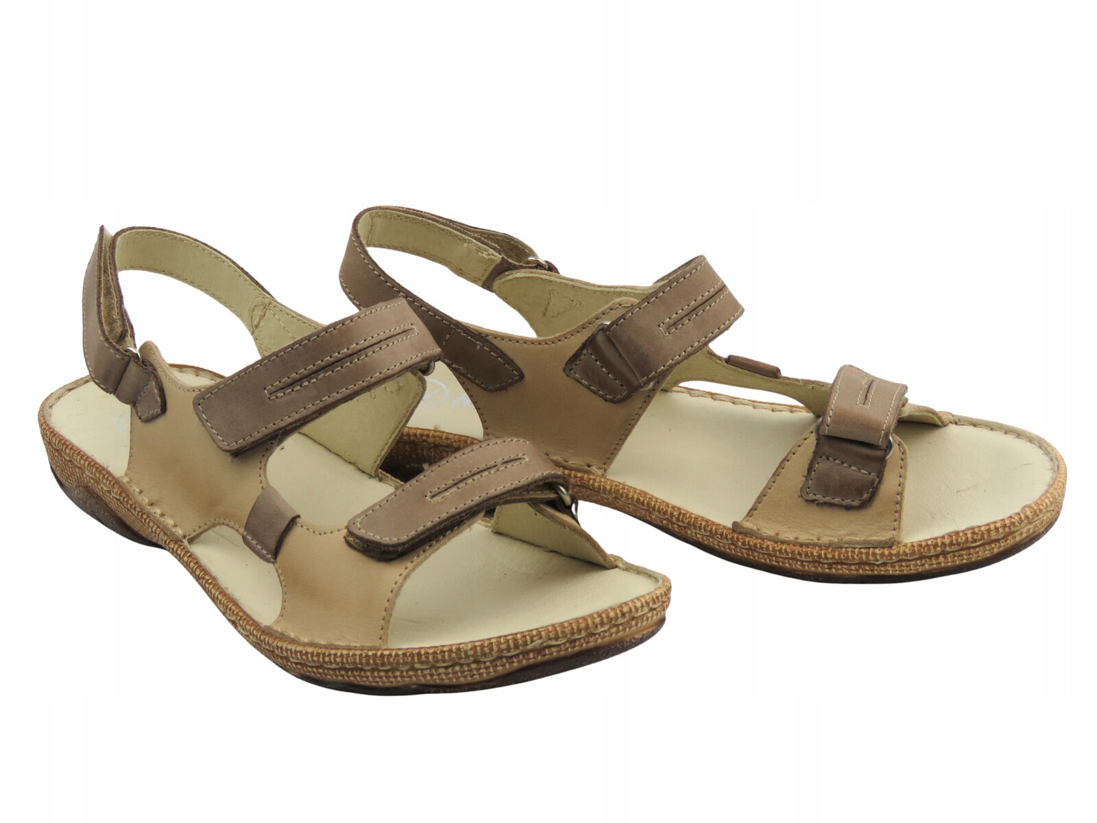 Dámské Sandály Helios 794S Světle Béžové Kožené Pohodlné Sportovní