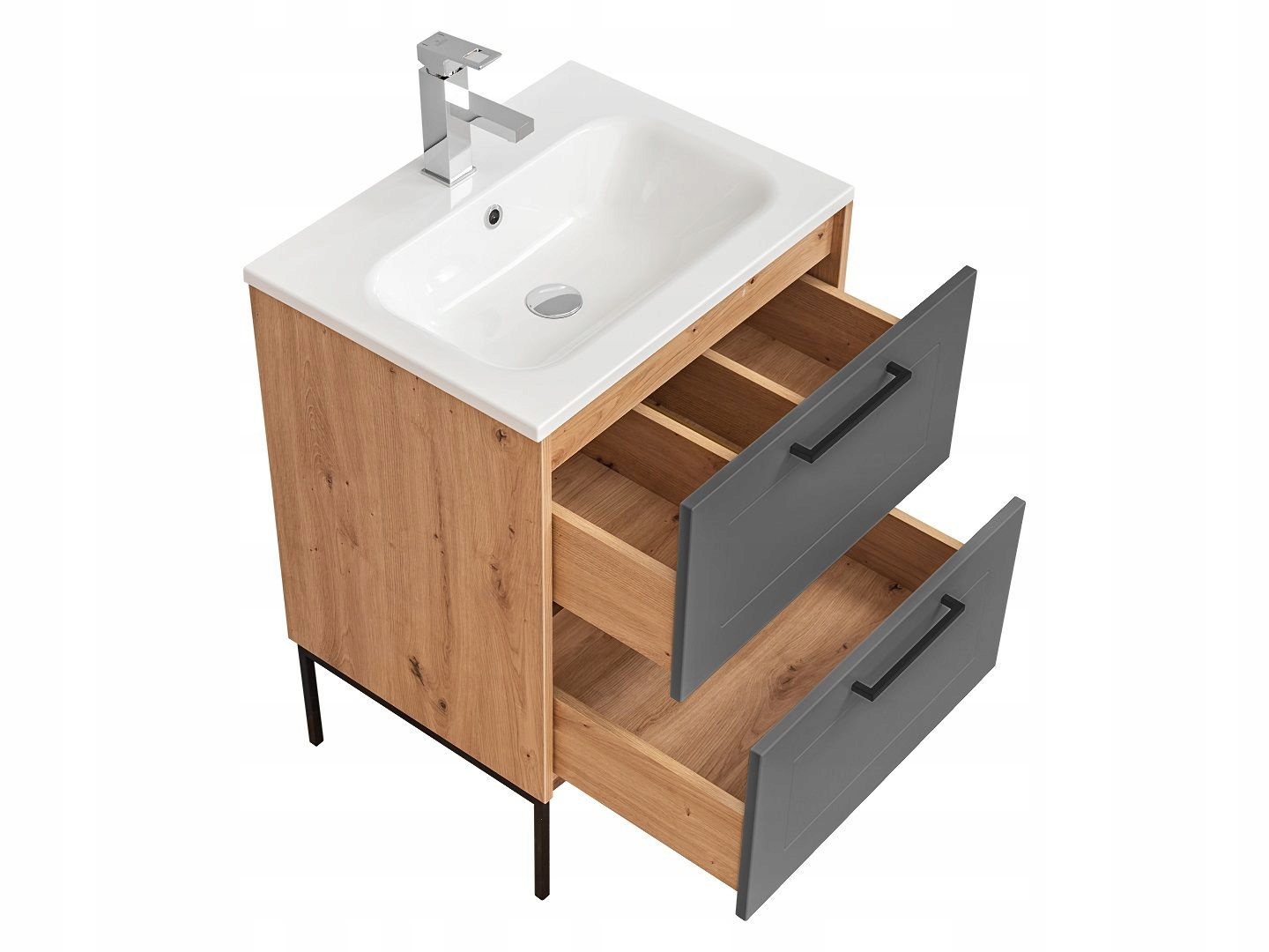 SZAFKA Z UMYWALKĄ 60CM MADERA STOJĄCA STALOWE NOGI