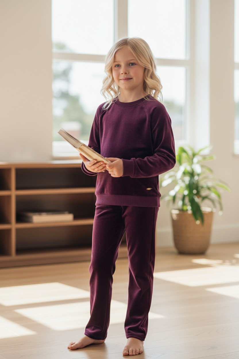 Dres welurowy klasyczny 152 purpurowy