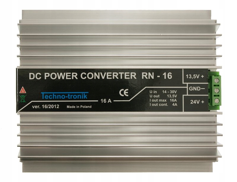 PRZETWORNICA REDUKTOR NAPIĘCIA 24V/12V RN-16 16A Moc użytkowa 50 W
